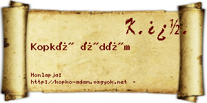 Kopkó Ádám névjegykártya